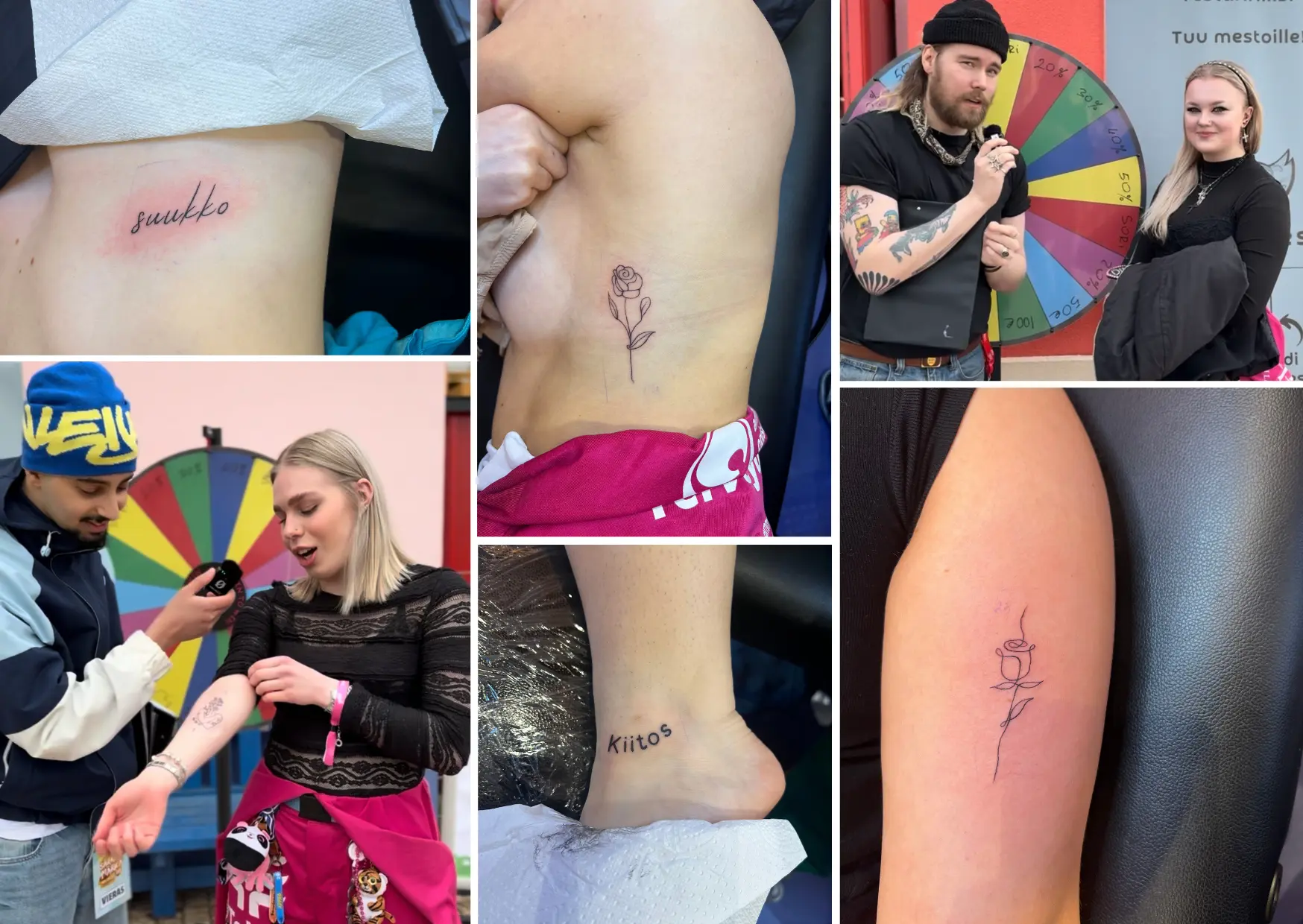Tattoo Mestan tiimi tekemässä tatuointeja opiskelijatapahtuma Särkänmärkässä Tampereen Särkänniemessä huhtikuussa 2025.